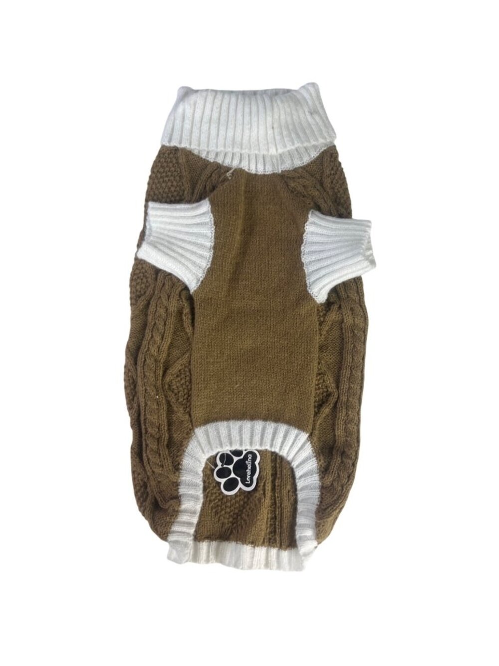 Lorehelina Dog Cable Knit Sweater Large‎ Brown White Large New Warm Pet Apparel